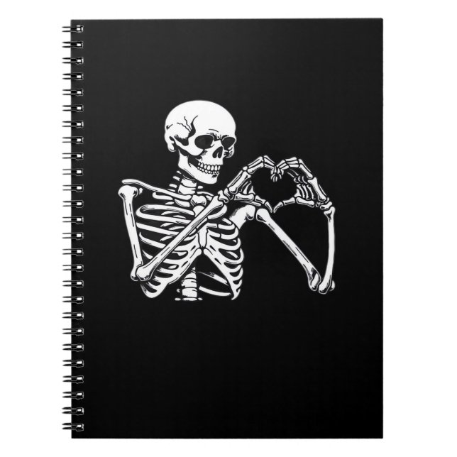 Caderno Espiral Skeleton Heart Hands Sinal Halloween Costume Trend (Frente)