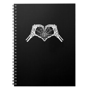 Caderno Espiral Skeleton Heart Mãos Aranha Halloween Spooky Wo