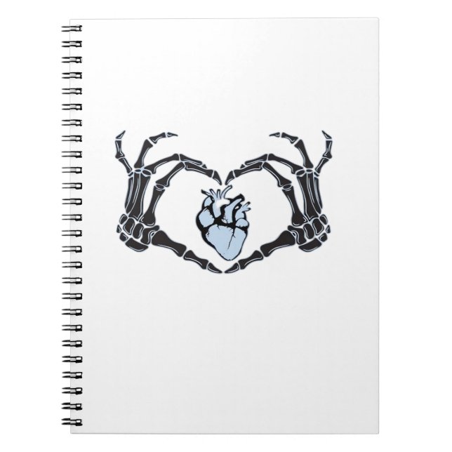 Caderno Espiral Skeleton Heart Mãos Clássicas Design para Hallowee (Frente)