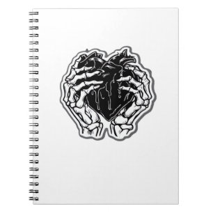 Caderno Espiral Skeleton Heart Mãos Engraçadas