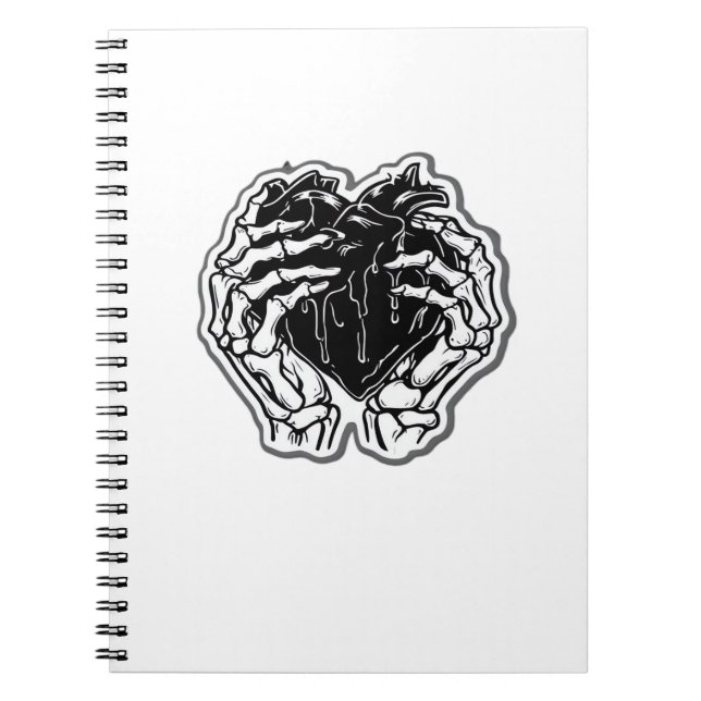 Caderno Espiral Skeleton Heart Mãos Engraçadas (Frente)