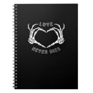 Caderno Espiral Skeleton Heart Mãos Engraçadas e Clássicas
