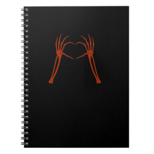 Caderno Espiral Skeleton Mão Dia de as Bruxas engraçado de Sinais