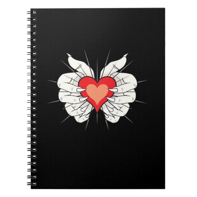 Caderno Espiral Skeleton Mãos Cardíaco Clássico (Frente)