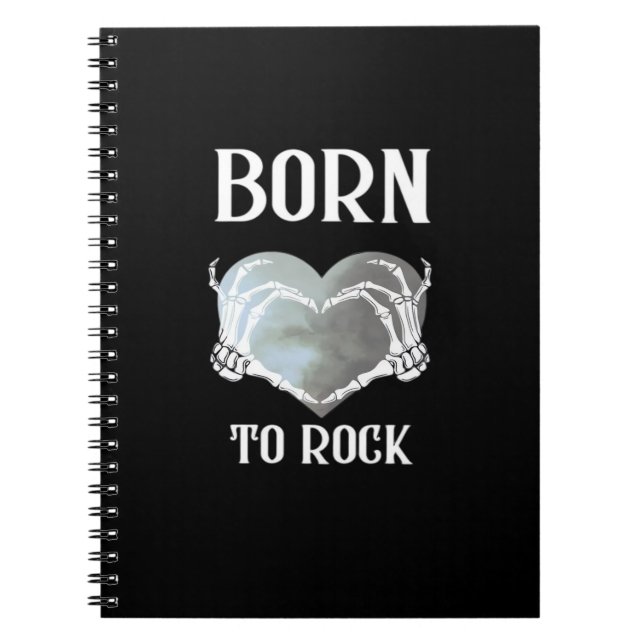 Caderno Espiral Skeleton Mãos Cinza Gráfico Para Clássico (Frente)