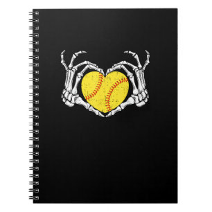 Caderno Espiral Skeleton Mãos Coração Halloween Figurume Softball 