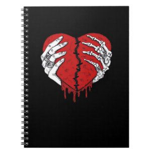 Caderno Espiral Skeleton Mãos Corações Trending Clássicos