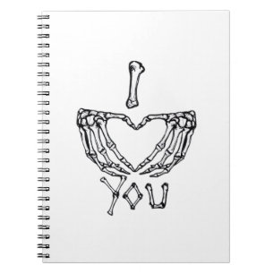 Caderno Espiral Skeleton Mãos Fazer Coração