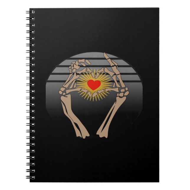 Caderno Espiral Skeleton Mãos Fazer Um Cardíaco Clássico (Frente)