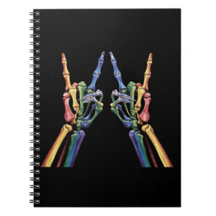 Caderno Espiral Skeleton Rock Hand LGBTQ Legal Sinalizador Arco-Ír