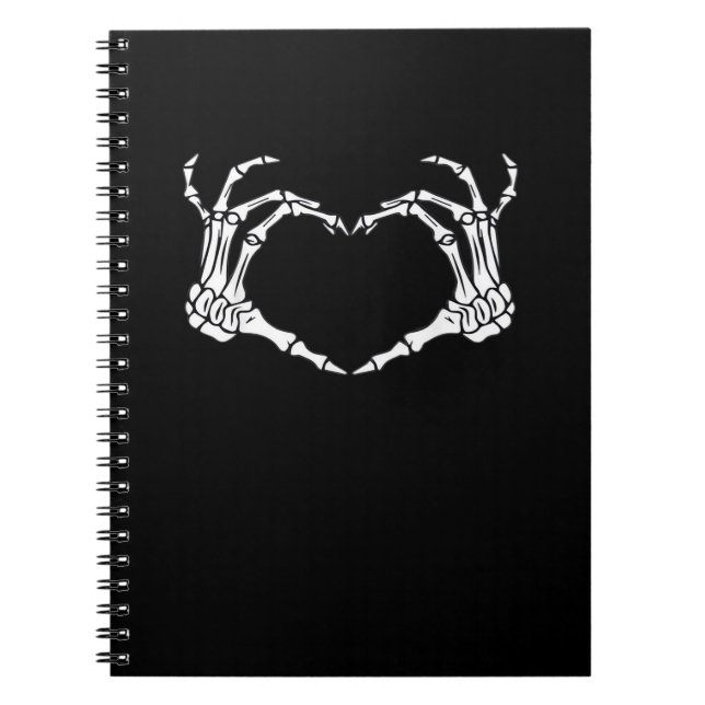 Caderno Espiral Skeleton Sinal de Coração Dia de as Bruxas engraça (Frente)