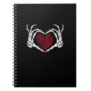 Caderno Espiral Skeleton - Sinal de Coração Mão - Trending Hallowe