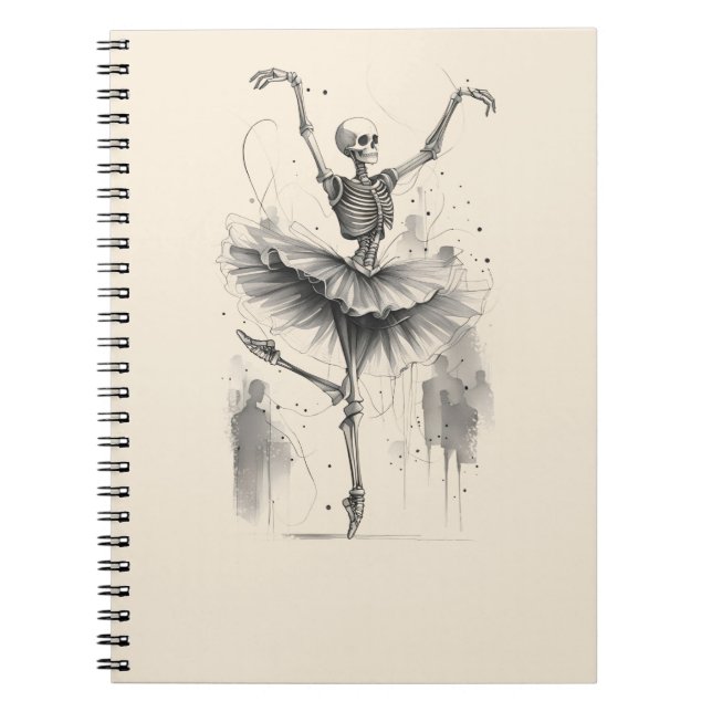 Caderno Espiral Skeletons Dançantes Notebook Prima Ballerina Balé (Frente)