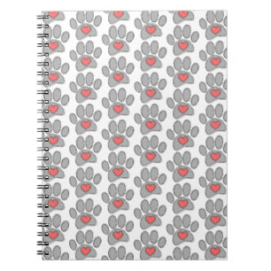 Caderno Espiral Sketch Dog Paw Red Heart Art