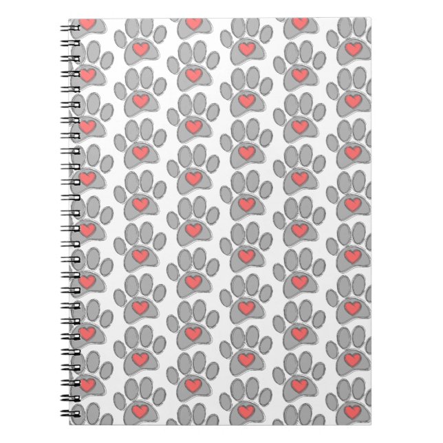 Caderno Espiral Sketch Dog Paw Red Heart Art (Frente)