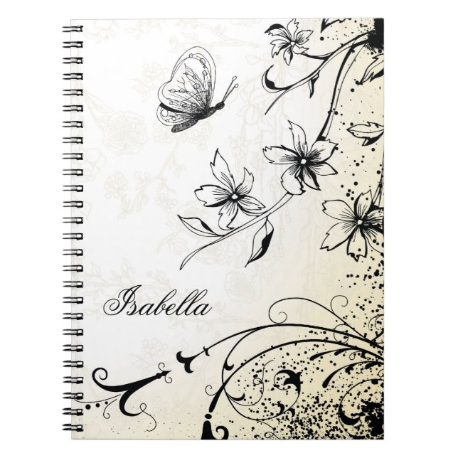 Caderno Espiral Sketch Floral Garden Butterfly (Frente)
