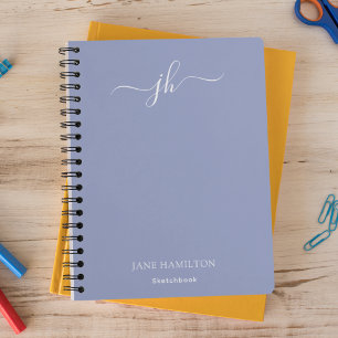 Caderno Espiral Sketchbook Monograma Azul com Nome