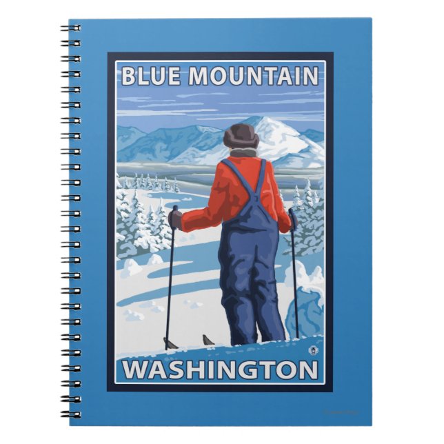 Caderno Espiral Skier Adminning - Blue Mountain, Washington (Frente)