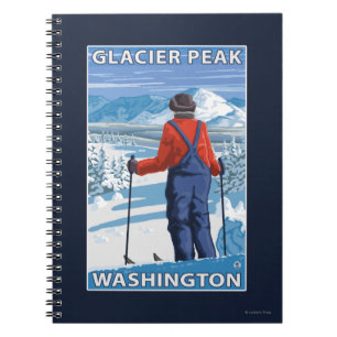 Caderno Espiral Skier Adminning - Glacier Peak, Washington