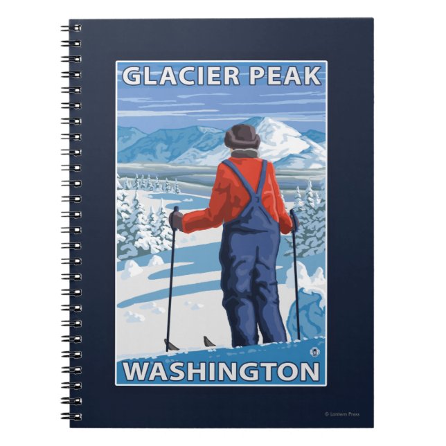 Caderno Espiral Skier Adminning - Glacier Peak, Washington (Frente)