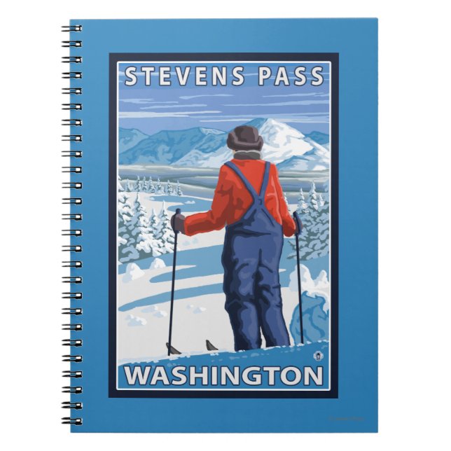 Caderno Espiral Skier Adminning - Stevens Pass, Washington (Frente)