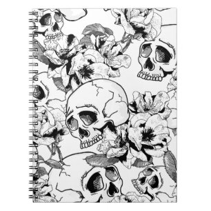Caderno Espiral Skulls Jumbled Rosas