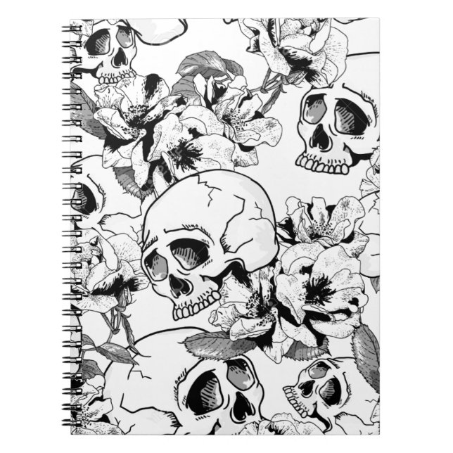 Caderno Espiral Skulls Jumbled Rosas (Frente)