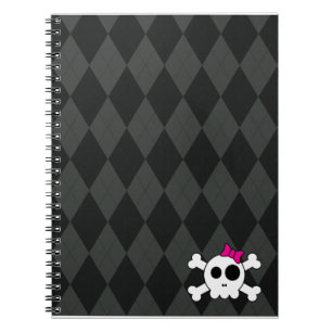 Caderno Espiral Skully bonito e Argyle