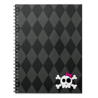 Caderno Espiral Skully bonito e Argyle