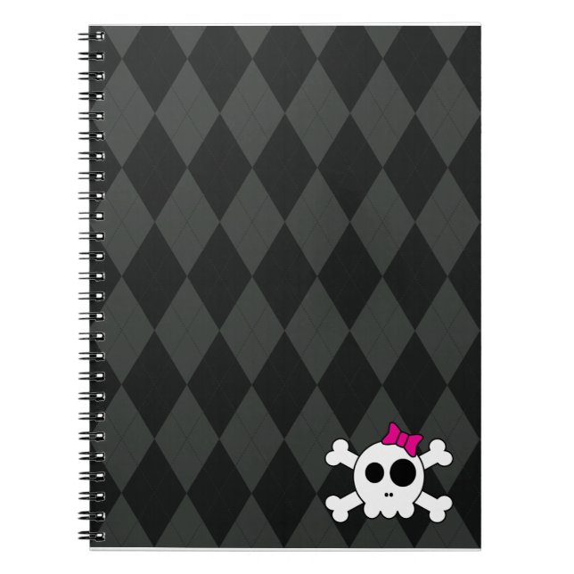 Caderno Espiral Skully bonito e Argyle (Frente)