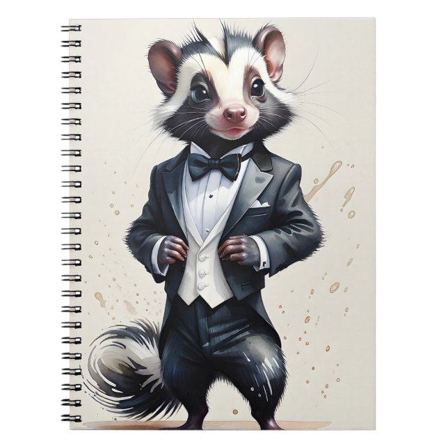 Caderno Espiral Skunk Tuxedo Black Tie Handkerhead (Frente)