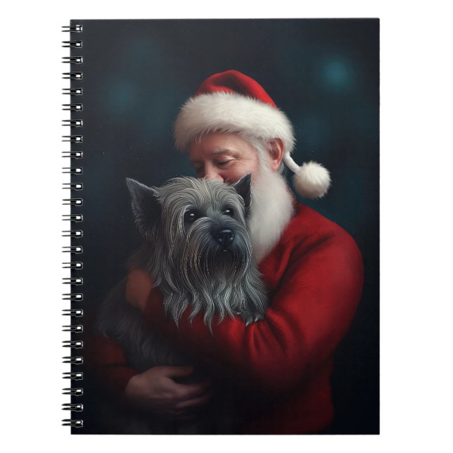 Caderno Espiral Skye Terrier com Papai Noel Natal Festivo (Frente)