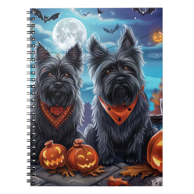 Caderno Espiral Skye Terrier Halloween Spooky (Frente)
