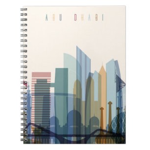 Caderno Espiral Skyline da cidade de Abu Dhabi, United Arab