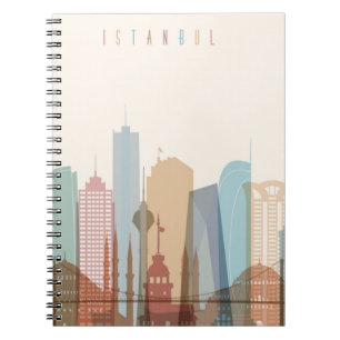 Caderno Espiral Skyline da cidade de Istambul, Turquia