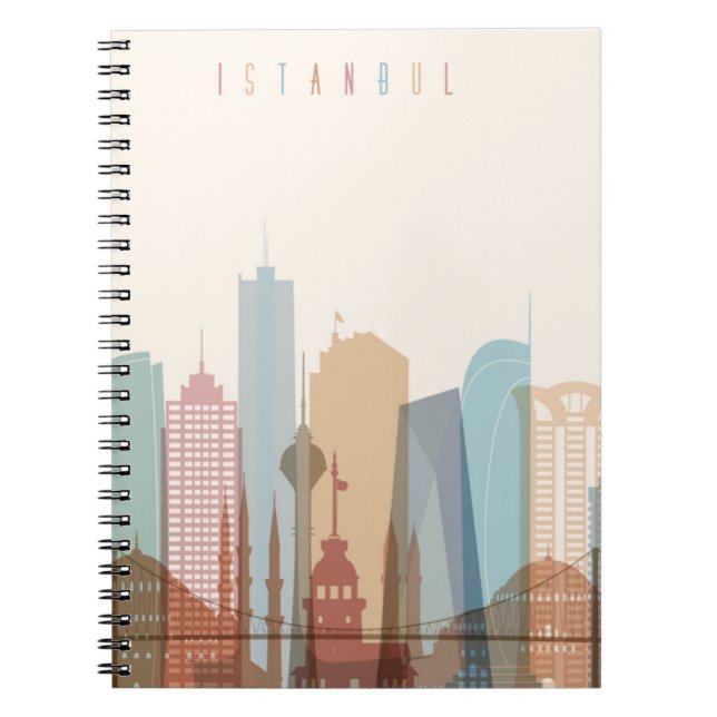 Caderno Espiral Skyline da cidade de Istambul, Turquia | (Frente)