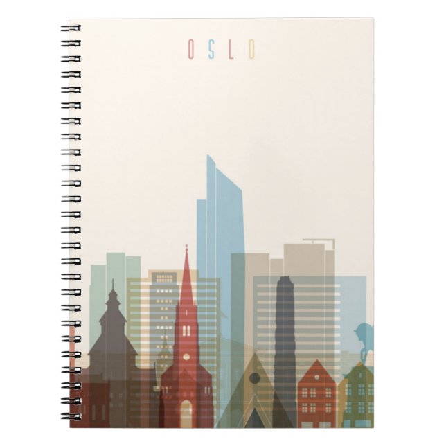 Caderno Espiral Skyline da cidade de Oslo, Noruega | (Frente)
