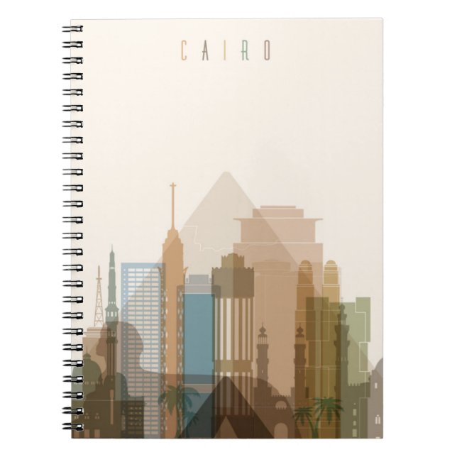 Caderno Espiral Skyline da cidade do Cairo, Egipto | (Frente)