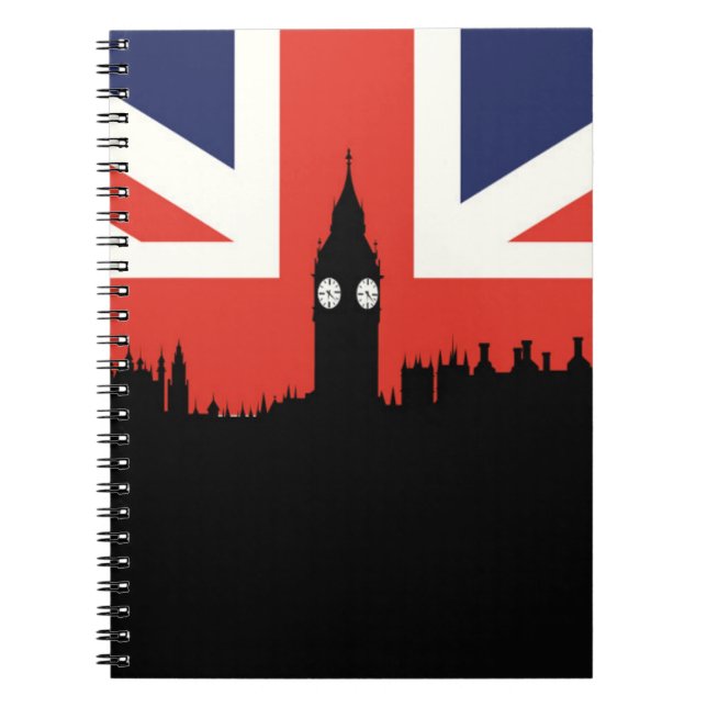 Caderno Espiral Skyline | de Londres a bandeira britânica (Frente)