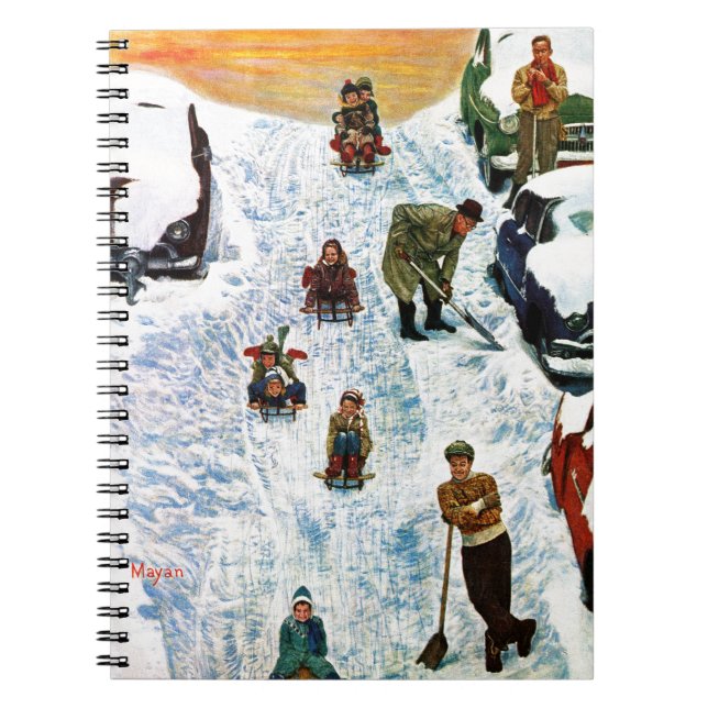 Caderno Espiral Sledding e escavar para fora (Frente)
