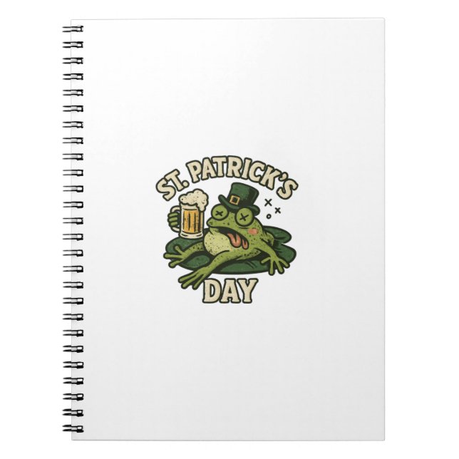Caderno Espiral Sleepy Funny Frog St.Patrick's Day (Frente)