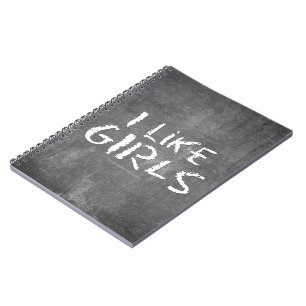 Caderno Espiral SlipperyJoe's Eu gosto de garotas 'chalkboard' suj