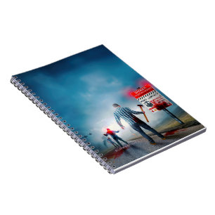 Caderno Espiral SlipperyJoe's olhos brilhantes de zumbis no Hallow