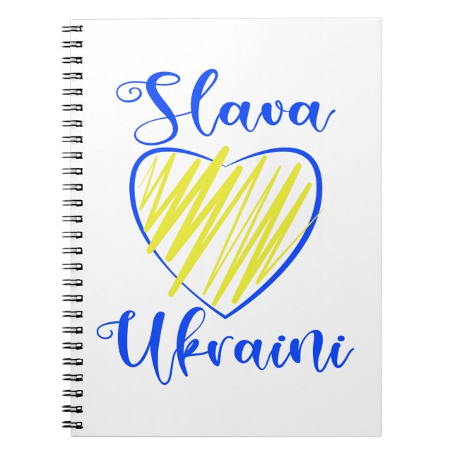 Caderno Espiral Slogan Slava Ucraniano Glória à Ucrânia (Frente)