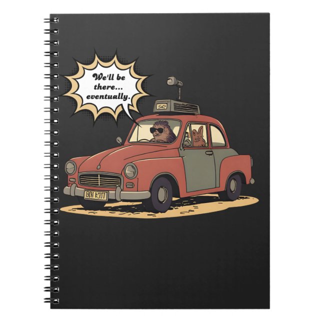 Caderno Espiral Sloth and Bunny Cartoon Road Trip Adventure (Frente)