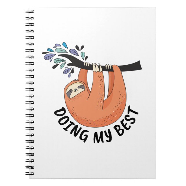 Caderno Espiral Sloth fazendo o meu melhor (Frente)