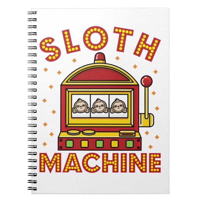 Caderno Espiral Sloth Machine Slots Machine Casino Gambling (Frente)