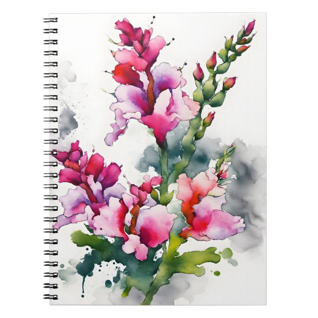 Caderno Espiral Snapdragon - Watercolor flowers (Frente)