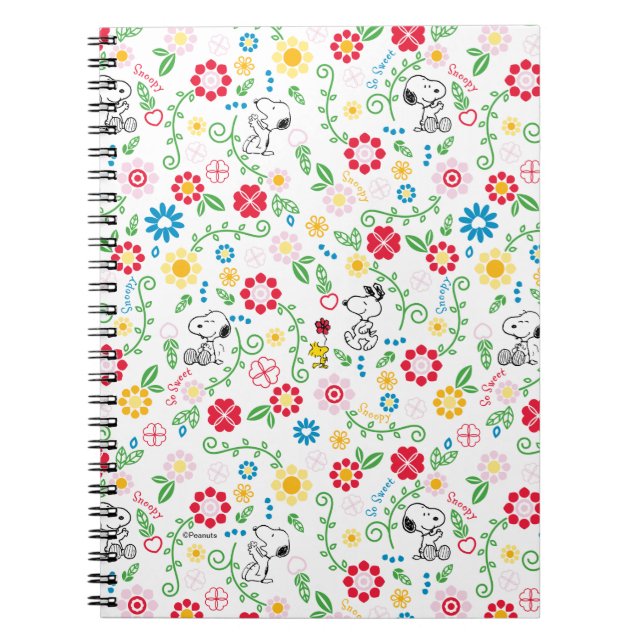 Caderno Espiral Snoopy So Sweet Flower Pattern (Frente)