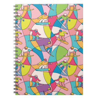 Caderno Espiral Snowboarders coloridos: padrão perfeito de colheit